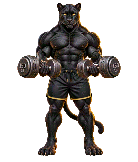Black Iron panther performing underhand dumbbell curls