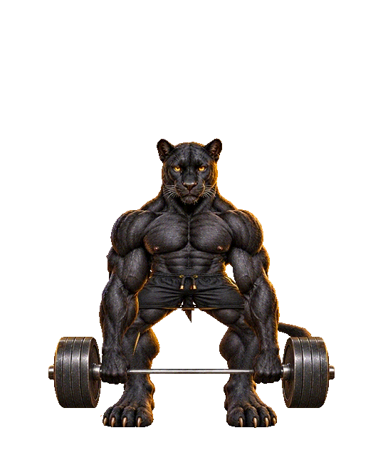 Black Iron panther performing a barbell deadlift